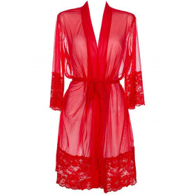 Le peignoir rouge transparent V-8860 - Axami - peignoir sexy femme