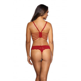 Le soutien-gorge rouge vif demi-corset push-up V-9691 - Axami
