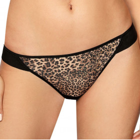String noir à imprimé léopard ZOJE - Roza lingerie