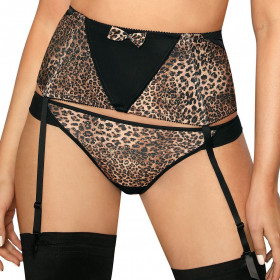 porte-jarretelle noir à imprimé léopard ZOJE - Roza lingerie