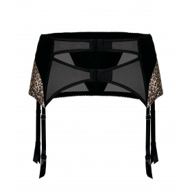 Porte-jarretelle noir avec imprimé léopard ZOJE - Roza lingerie