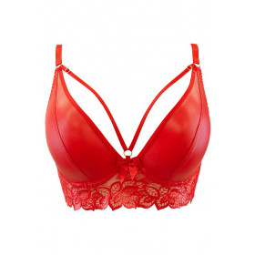 Soutien-gorge Semi-corset rouge en latex V-10071 - Axami lingerie