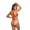 Lingerie sexy : Body harnais rouge V-06 - Axami Lingerie couleur rouge Taille (bas) S/M