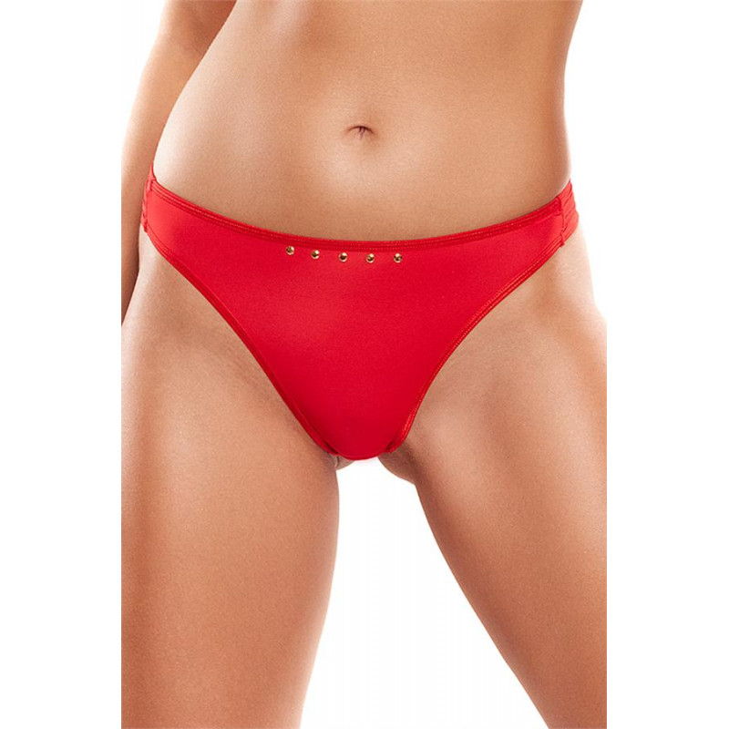 Lingerie féminine : String rouge clouté V-10358 - Axami Taille (bas) S couleur rouge