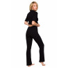 pyjama femme homewear : pantalon de pyjama tricoté femme LA117 - couleur noir - Lalupa couleur noir Taille (bas) S