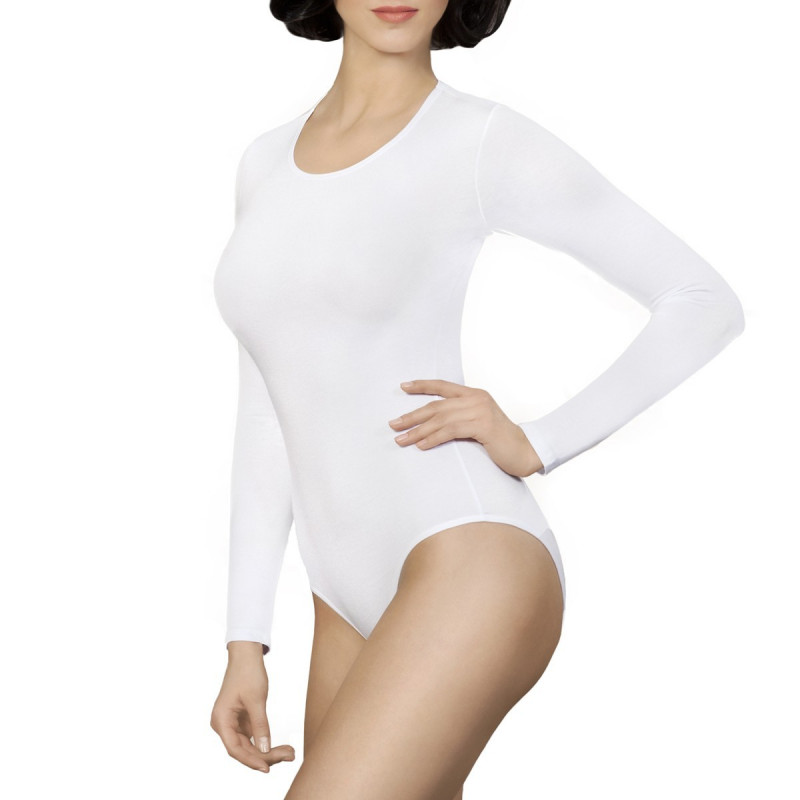 Lingerie féminine : Body manche longue Sarah - Gorteks Lingerie couleur blanc Taille (bas) S