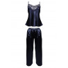 Lingerie de nuit : pyjama en satin bleu avec pantalon Caroline - Dkaren couleur bleu Taille (bas) XXL