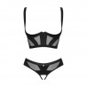 lingerie sexy : Ensemble sexy noir ouvert avec seins nus Amoria - Obsessive Lingerie couleur noir Taille (bas) EU XS/S
