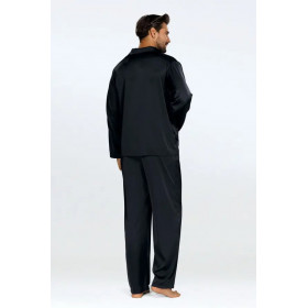 Pyjama en satin noir pour homme LUKAS - Dkaren