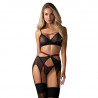 Ensemble sexy noir avec porte-jarretelle Novenes - Obsessive Lingerie