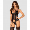 Corset sexy noir avec effet wetlook Norides - Obsessive Lingerie