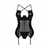 Corset sexy noir avec effet wetlook Norides - Obsessive Lingerie