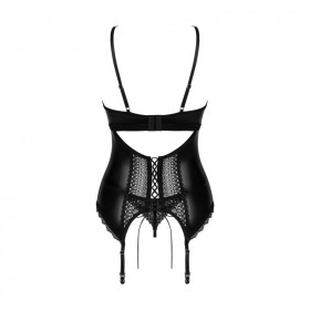 Corset sexy noir avec effet wetlook Norides - Obsessive Lingerie