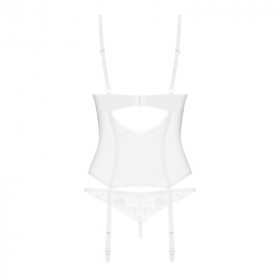Lingerie sexy : Corset blanc transparent Alyssium - Obsessive Lingerie