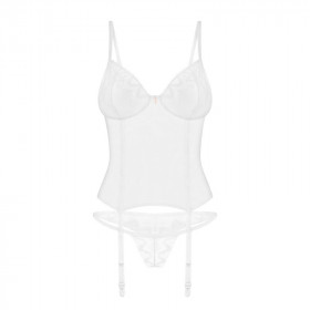 Lingerie sexy : Corset blanc transparent Alyssium - Obsessive Lingerie