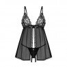nuisette sexy noire babydoll Blomentis - Obsessive Lingerie