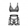 Ensemble sexy noir avec porte-jarretelle Blomentis - Obsessive Lingerie