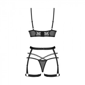 Ensemble sexy noir avec porte-jarretelle Blomentis - Obsessive Lingerie