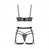 Ensemble sexy noir avec porte-jarretelle Blomentis - Obsessive Lingerie