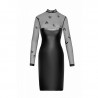 mode sexy : Robe midi en wetlook et maille floquée F310 - Noir Handmade