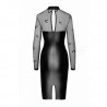 mode sexy : Robe midi en wetlook et maille floquée F310 - Noir Handmade