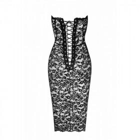 Mode sexy : Robe midi à lacets F301 Catalyst - Noir Handmade