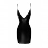 Mode sexy : Mini robe moulante Powerwetlook avec dos lacé F252 - Noir Handmade