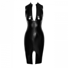 Robe midi noire "Commandant" F337 - Noir Handmade