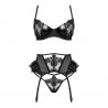 Ensemble sexy noir avec porte-jarretelle wetlook Rafaella - Beauty Night