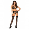 Lingerie sexy : Ensemble sexy noir Wetlook avec porte-jarretelle Norides - Obsessive lingerie