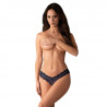 Lingerie ouverte : String bleu ouvert Nightly - Obsessive Lingerie