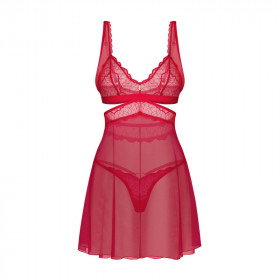 Lingerie sexy : Babydoll rouge et son string Cupide Desir - Obsessive Lingerie