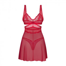 Lingerie sexy : Babydoll rouge et son string Cupide Desir - Obsessive Lingerie