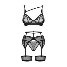 Lingerie sexy : Ensemble sexy noir et transparent Nuites - Obsessive Lingerie