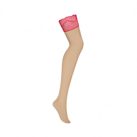 Bas et collants pour femme : Bas rouge pour porte-jarretelle Cupides - Obsessive Lingerie