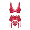 Lingerie sexy : Ensemble sexy rouge avec porte-jarretelle Cupides Desire - Obsessive Lingerie