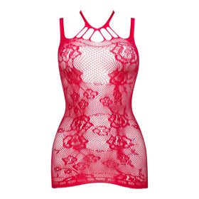 Robe sexy en maille résille rouge Anya - Beauty night