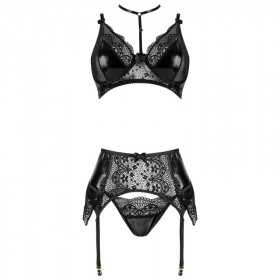 Ensemble sexy noir avec porte-jarretelle Fantasy - Beautynight