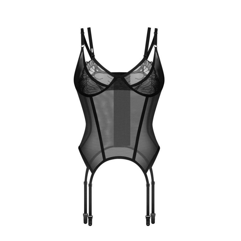 Guêpière Corset femme transparent noir Arrowel - Obsessive