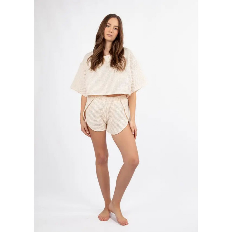 Ensemble pyjama coton femme crème – 100% coton | Jolie-dessous