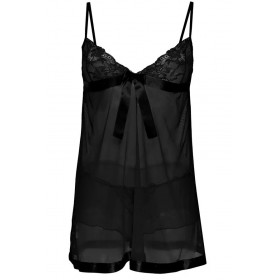 Nuisette noire Atena avec shorty – Dkaren | Lingerie sensuelle