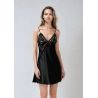 Nuisette noire en satin et dentelle Adelaide - DKaren