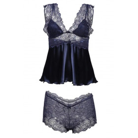 Ensemble sexy Belinda bleu – Lingerie satin élégante | Jolie-Dessous