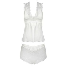 Ensemble sexy blanc Belinda – Lingerie satinée DKaren