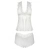 Ensemble sexy blanc Belinda – Lingerie satinée DKaren
