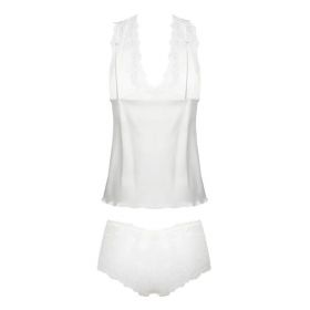 Ensemble sexy blanc Belinda – Lingerie satinée DKaren