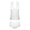 Ensemble sexy blanc Belinda – Lingerie satinée DKaren
