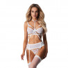 Ensemble sexy blanc 3 pièces ouvert – Obsessive | Jolie Dessous
