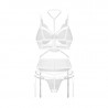 Ensemble sexy blanc 3 pièces ouvert – Obsessive | Jolie Dessous