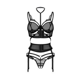 Ensemble sexy 3 pièces noir ouvert – "Premisis" Obsessive Lingerie | Lingerie érotique raffinée